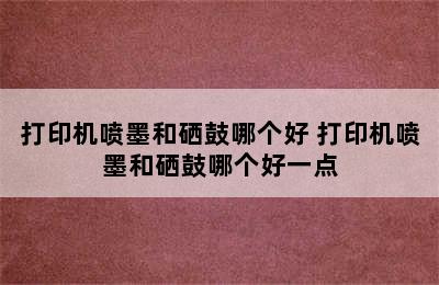 打印机喷墨和硒鼓哪个好 打印机喷墨和硒鼓哪个好一点